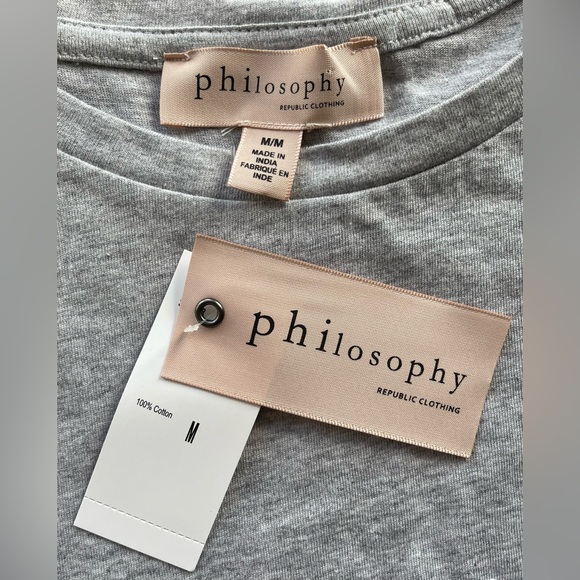 NWT Philosophy REPUBLIC Clothing Heather Gray Ruffle Pocket Tee Shirt Size XS M - Picture 6 of 6